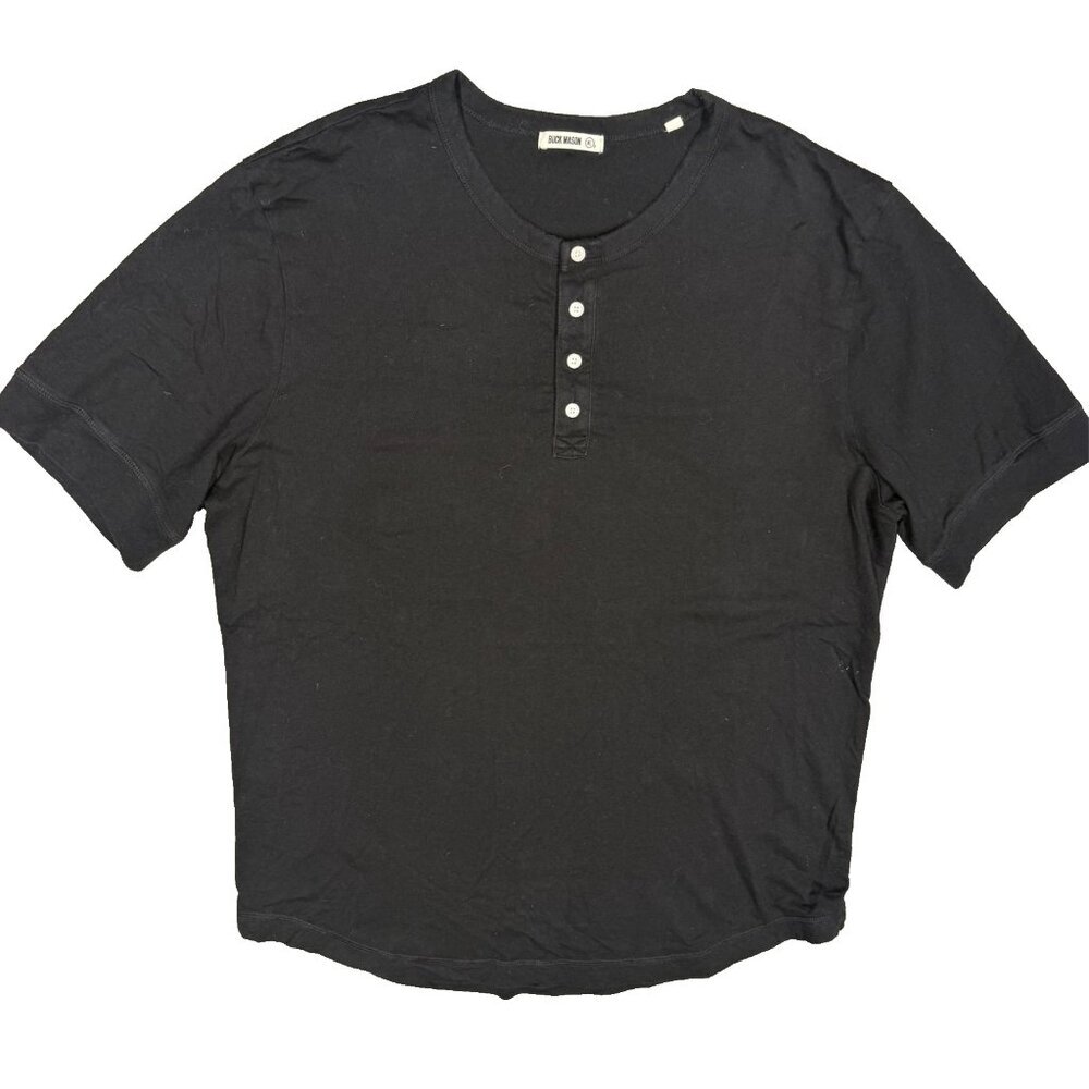 Buck Mason T-Shirt Henley Short Sleeve Stretch Cotton Black XL